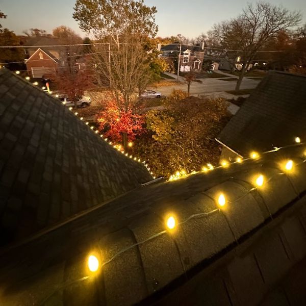 Premium full-home Christmas lighting package — entire roof and facade lit