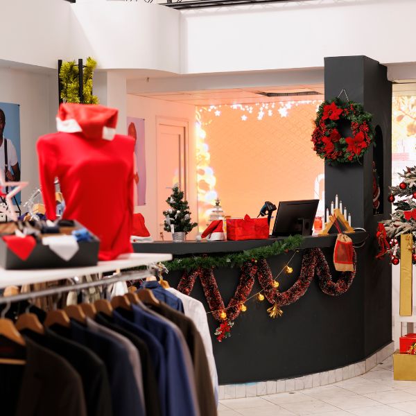 Frankfort IL commercial holiday light installation – shopping center entrance